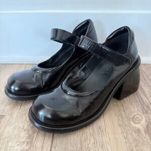UNIF Dot Mary Janes Size 8 Black Patent Leather Chunky Platform Heel